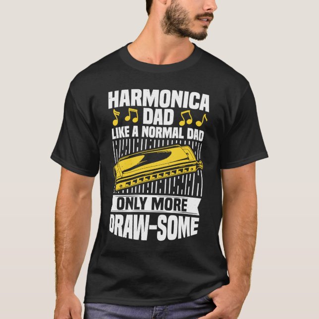 Harmonica Dad Mouth Organ French Harp & Harmonica  T Shirt (Framsida)