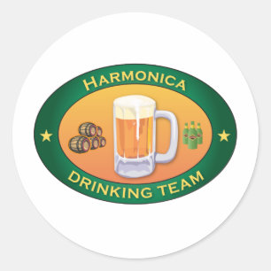 Harmonica Drinking Team Runt Klistermärke