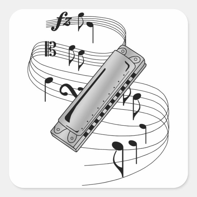 Harmonica Fyrkantigt Klistermärke (Framsida)