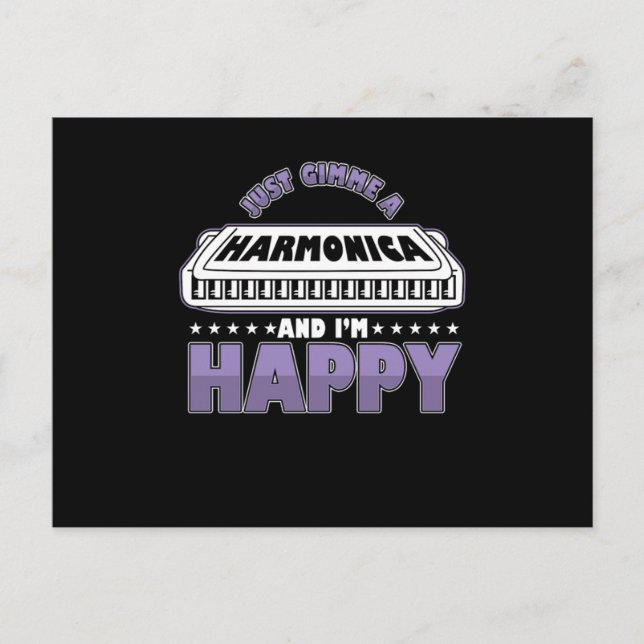 Harmonica Instrument Music Acoustic Blues Gift Vykort (Framsida)