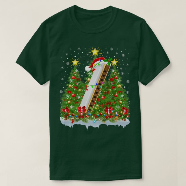 Harmonica Julafton Ljus Santa Harmonica jul Tr T Shirt (Design framsida)
