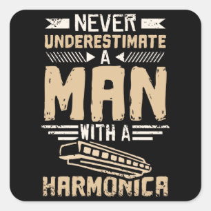 Harmonica Man Fyrkantigt Klistermärke
