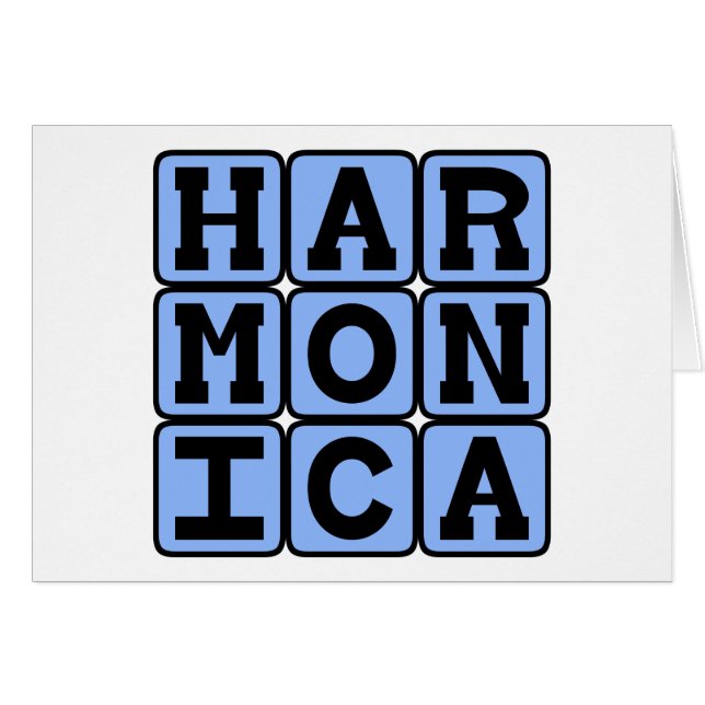 Harmonica, musikinstrument hälsningskort (Framsidan Horizontal)