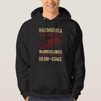 Harmonica Player Draw some Grandpa Mouth Organ Har Hoodie