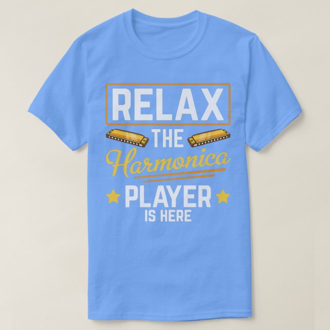Harmonica Player Music Instrument Mouth Organ Harm T Shirt (Design framsida)