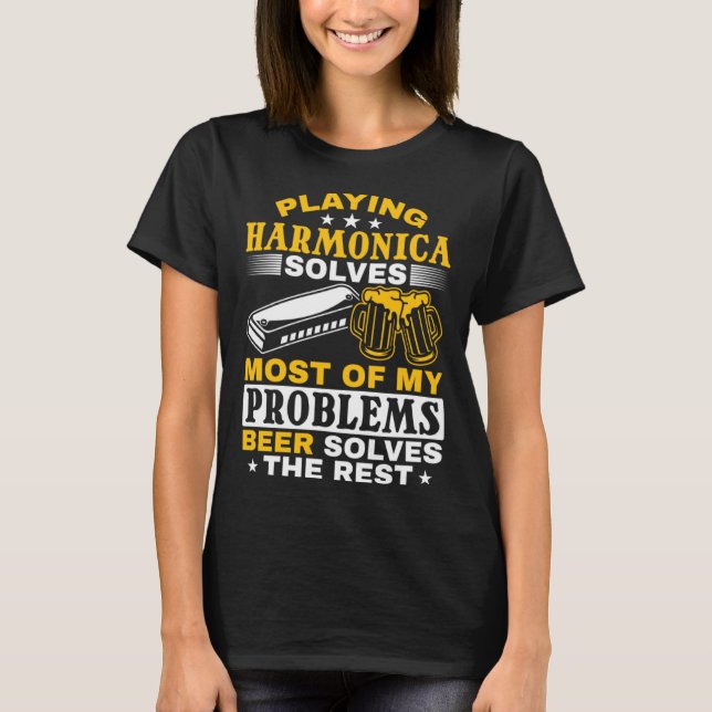 Harmonica Player Playing Harmonica T Shirt (Framsida)