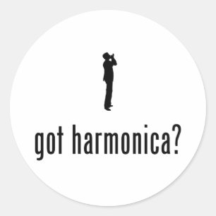 Harmonica Player Runt Klistermärke