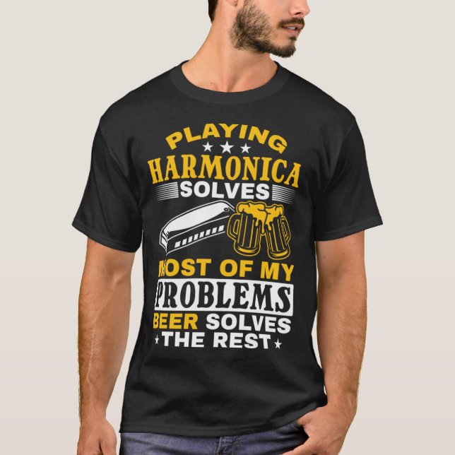 Harmonica Player spelar Harmonica T Shirt (Framsida)