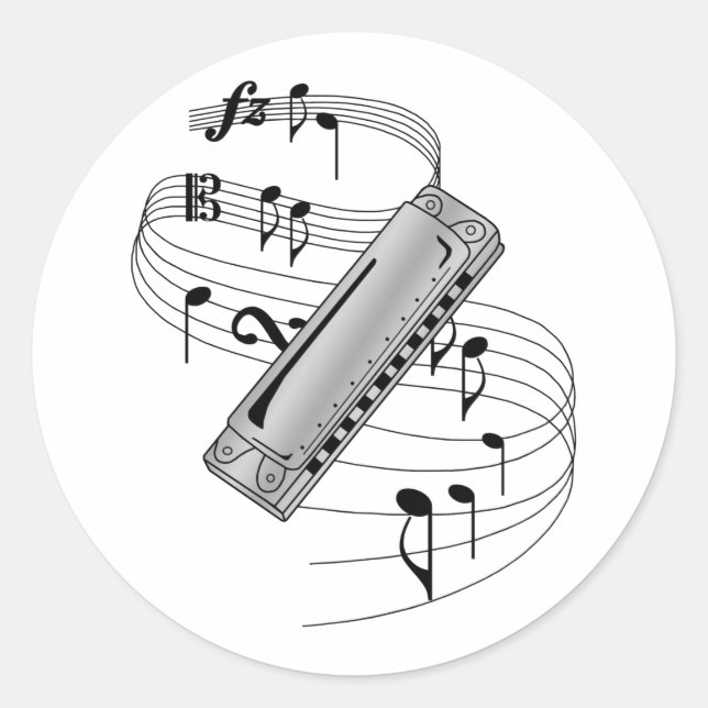 Harmonica Runt Klistermärke (Framsida)