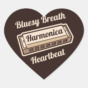 Harmonica Sticker Hjärtformat Klistermärke