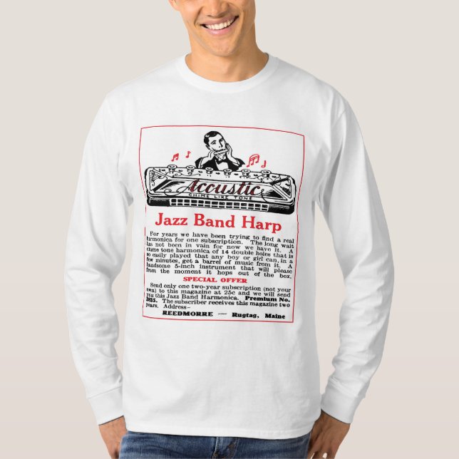 Harmonicaannonsmanar tänder långärmadT-tröja Tee Shirt (Framsida)