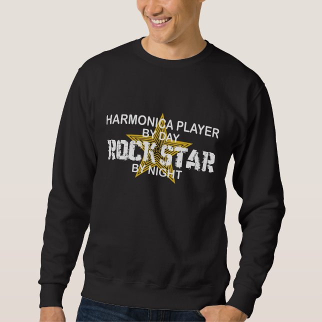 Harmonicarockstjärna vid natt sweatshirt (Framsida)