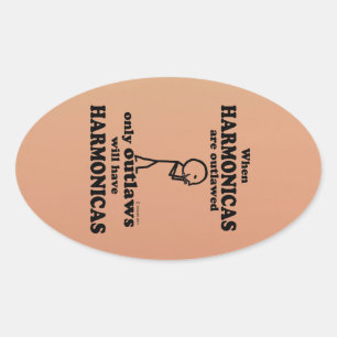 Harmonicas Oval Sticker - förbjuden Ovalt Klistermärke