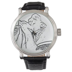 Harmonicaspelare med trummar skisserar armbandsur