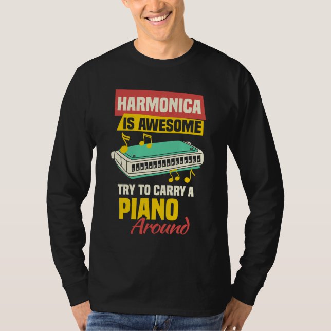 Harmonicist Mouth Organ & French Harp Harmonica Pl T Shirt (Framsida)