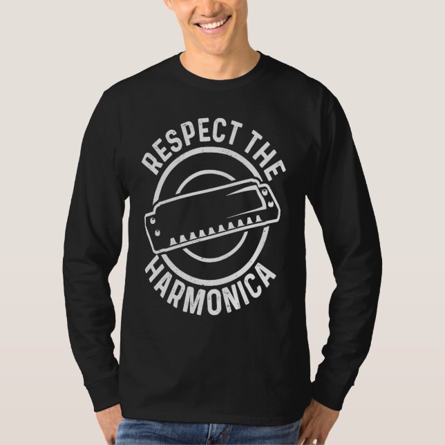 Harmonicist Respect The Harmonica T Shirt (Framsida)