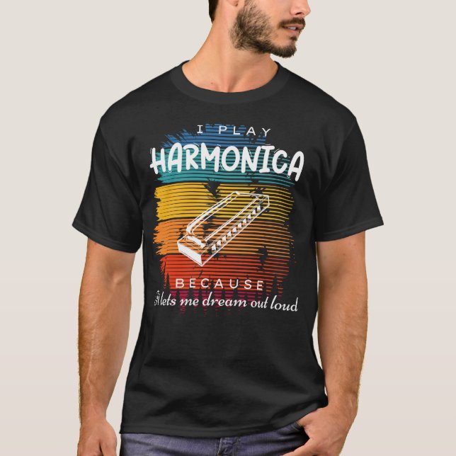 Harmonious Daydrews: Melodic Harmonica Joy T Shirt (Framsida)