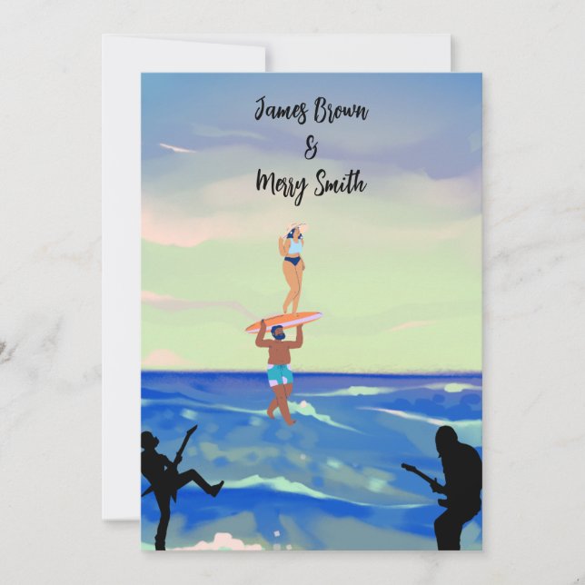 Harmonious Melody of Kärlek Ocean Sergranat Bröllo Inbjudningar (Framsida)