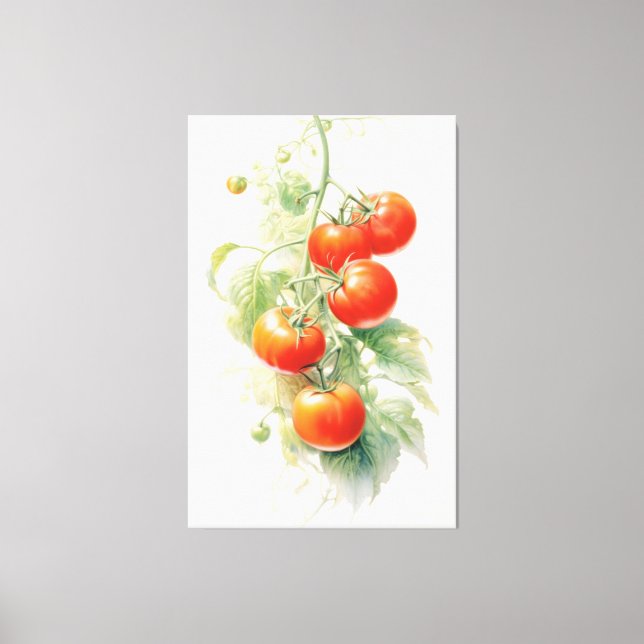 Harmonious Tomato Plant Watercolor Canvastryck (Framsida)
