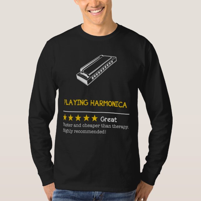 Harmonisera med Humor: Harmonica - billigare, snab T Shirt (Framsida)