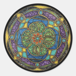 Harmonisering i glasljus runt klistermärke