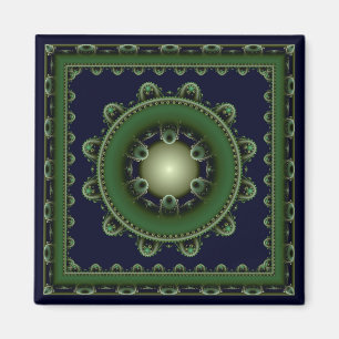 Harmonisk grönt framkallad mandala magnet
