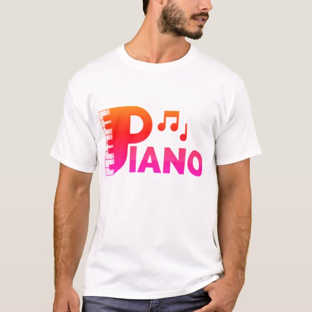 Harmoniska anmärkningar: Piano Music Design" T Shirt (Framsida)