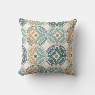 Harmoniska Zenringar Teal Geometrisk Cirkelmönster Kudde