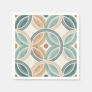 Harmoniska Zenringar Teal Geometrisk Cirkelmönster Pappersservett