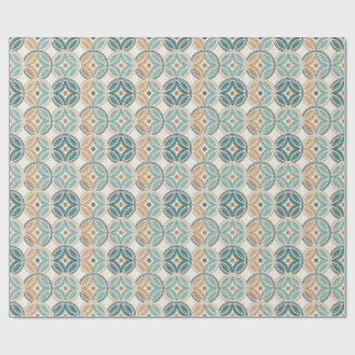 Harmoniska Zenringar Teal Geometrisk Cirkelmönster Presentpapper