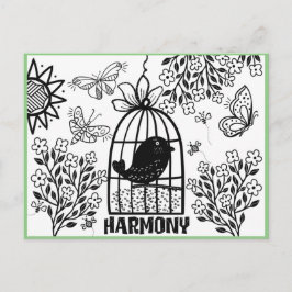 Harmoniy Coloring Postcard Vykort
