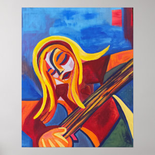 "Harmony" Abstrakt Art Girl with Guitar Poster