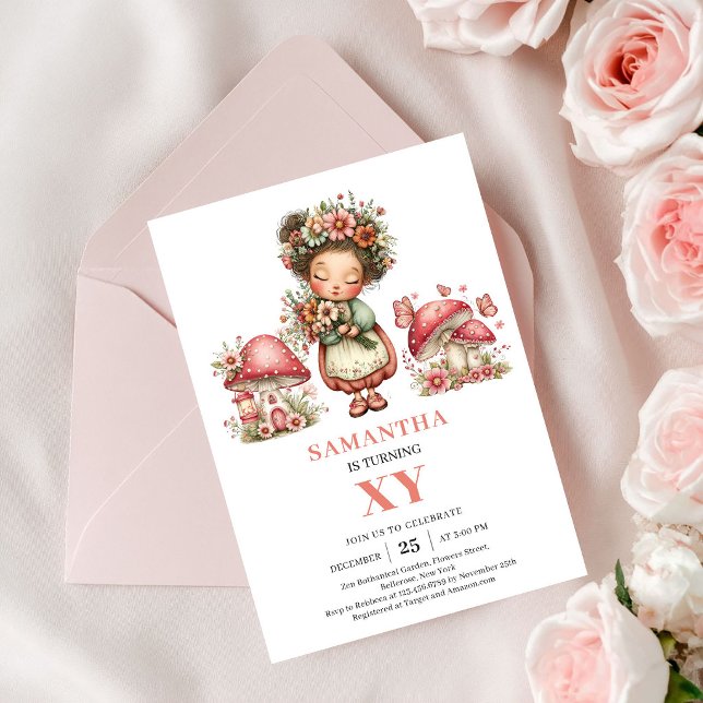 Harmony Fairy 3-års födelsedags Pastell Blommig In Inbjudningar (Harmony Fairy 3rd Birthday Pastel Floral Invitation)