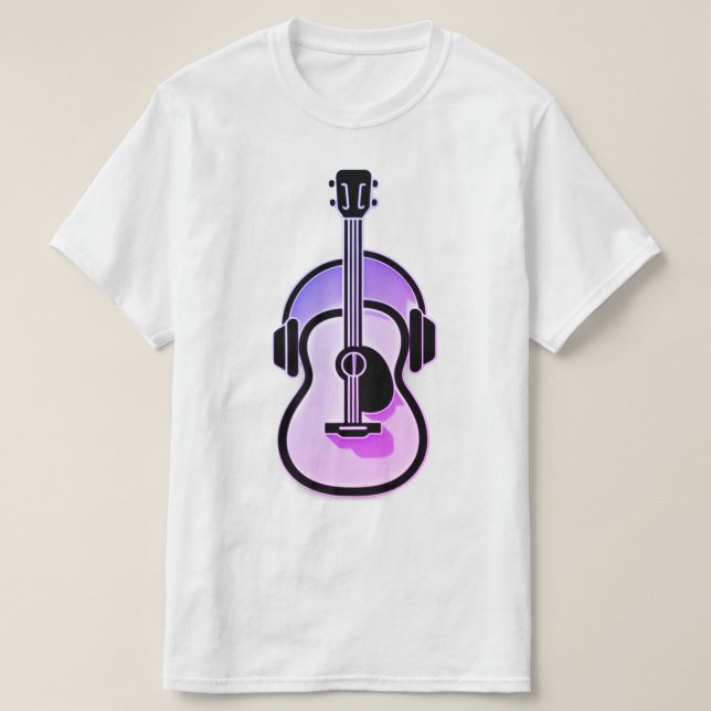 Harmony Fusion: Guitar och hörlurar T Shirt (Design framsida)
