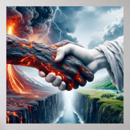 Harmony i Chaos - Poster av elementär handskakning