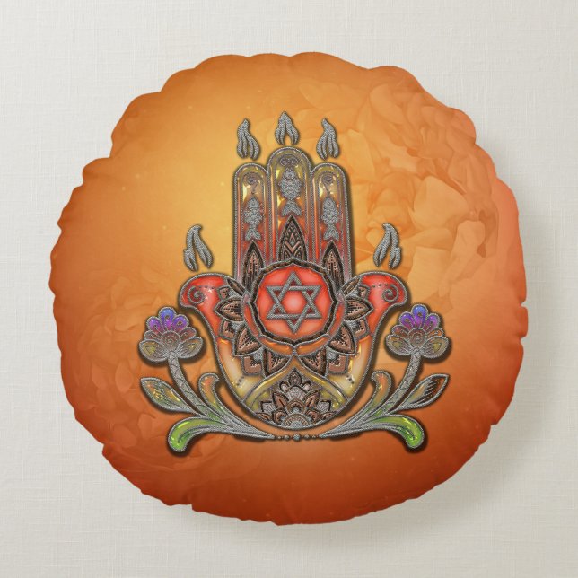 Harmony i färg och form rund kudde (Framsidan)