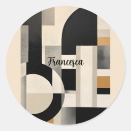 Harmony in Shades: Abstrakt B & w:s sammansättning Runt Klistermärke