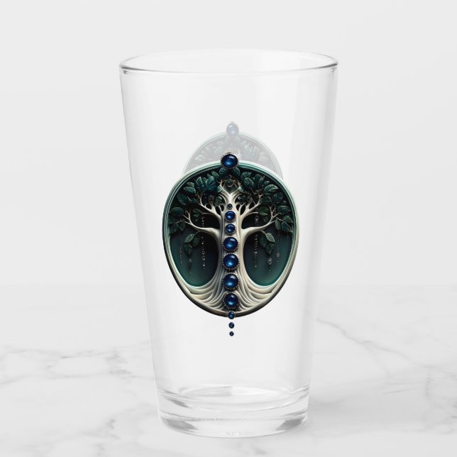 Harmony in teal, Mystical Livets träd. Glaskopp (Framsida)
