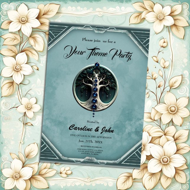 Harmony in teal, Mystical Livets träd. Inbjudningar (Skapare uppladdad)