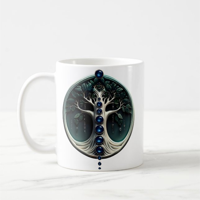 Harmony in teal, Mystical Livets träd. Kaffemugg (Vänster)