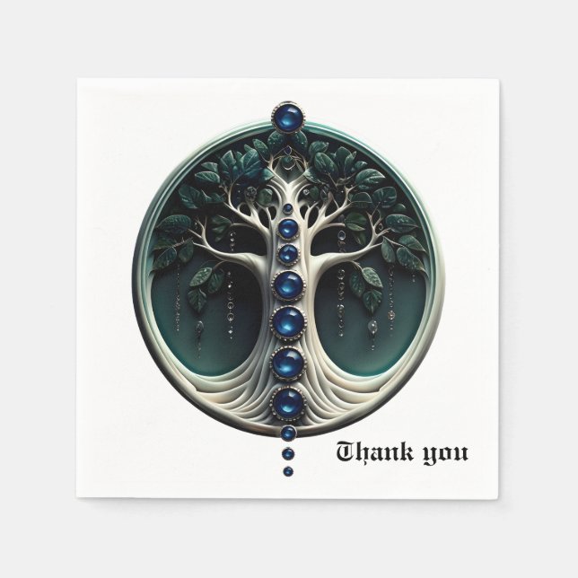 Harmony in teal, Mystical Livets träd. Pappersservett (Framsidan)