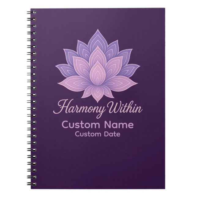 Harmony inom Lotus Mandala Personlig Anteckningsbok (Framsidan)