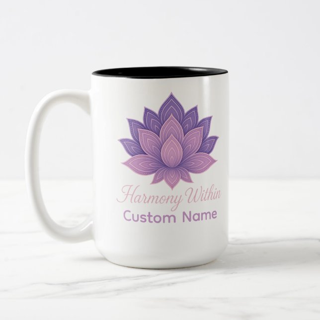 Harmony inom Lotus Mandala Personlig Två-Tonad Mugg (Vänster)