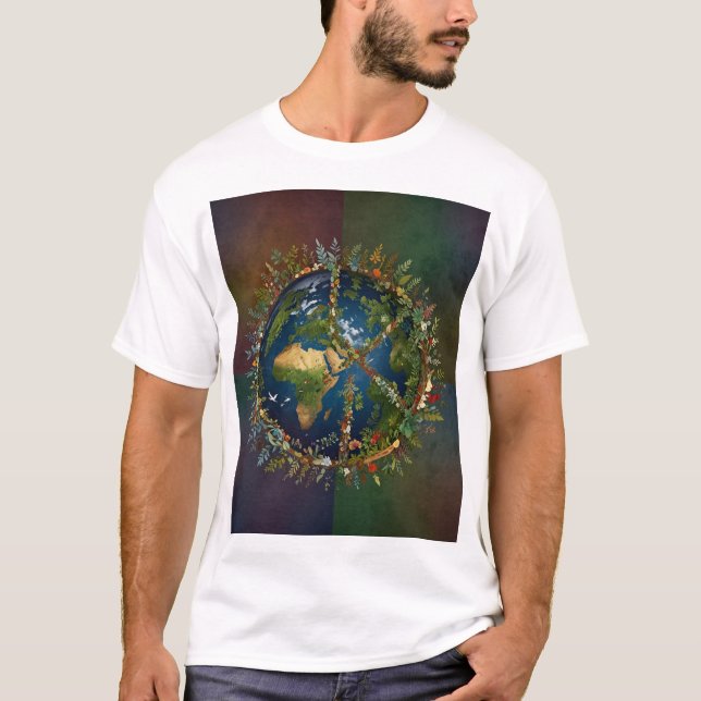 Harmony: Jordens Grönt Peace Emblem T Shirt (Framsida)
