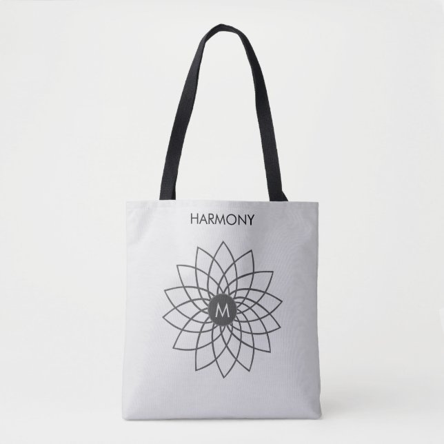 Harmony Mandala på Silver Färg Tote Bag Tygkasse (Framsida)