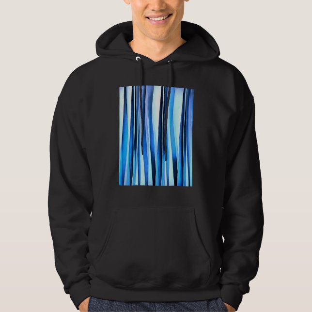 Harmony och Peace Blue Stripe Abstrakt Mönster Hoodie (Framsida)