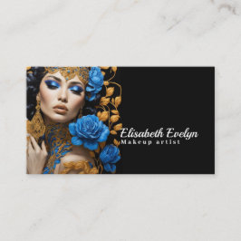 Harmony of Blue and Guld Blommigt på en kärleksful Visitkort