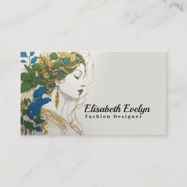 Harmony of Färg: Silhouette, Guld, Grönt, Blue Visitkort (Framsida)