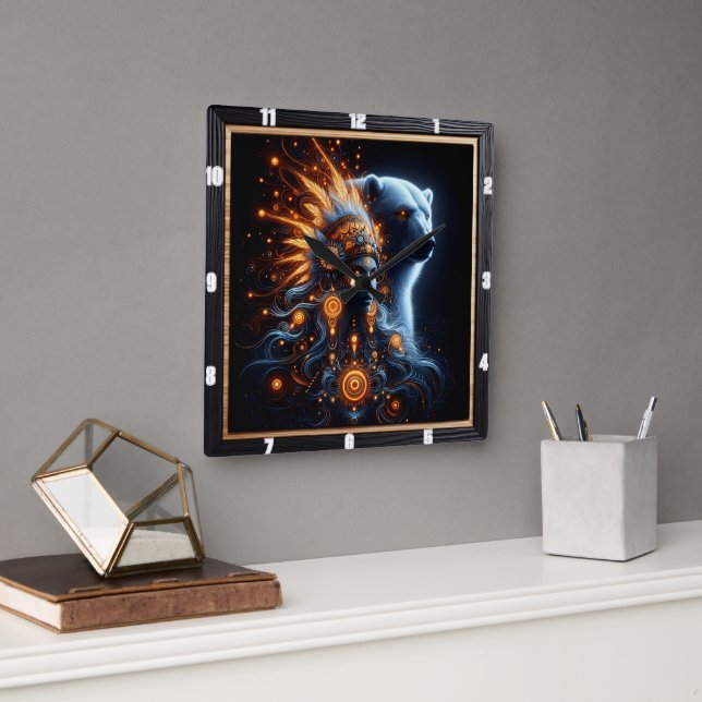 Harmony of Nature and Spirit in Vibrant Färg Fyrkantig Klocka (Kontor)