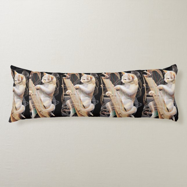 Harmony of Strings – Surreal Cat Body Pillow Kroppskudde (Framsidan)